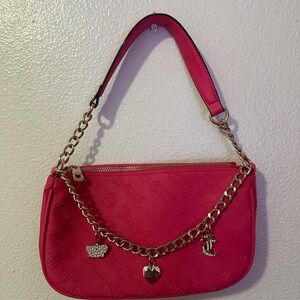 Juicy Couture Pink and Gold Shoulder Bag with Chain Accents